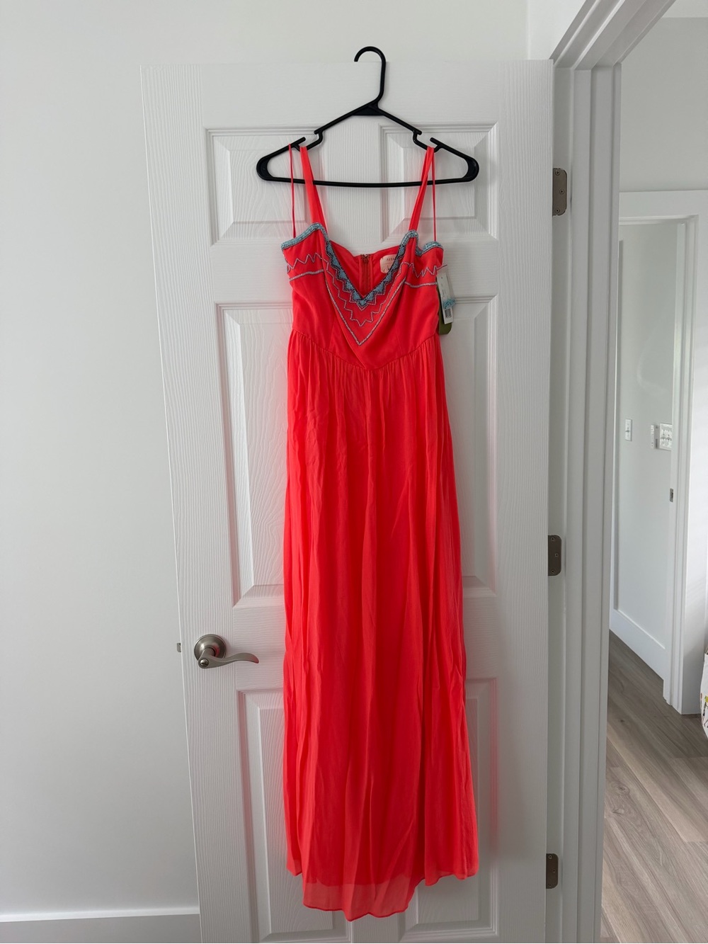 Nicole Miller Neon Coral Maxi Dress Size 4 NWT